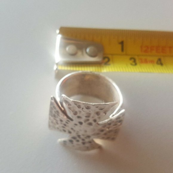VINTAGE MALTESE IRON CROSS STERLING SILVER RING MEXICO 925 H.O.B. OLD/PRE-OWNED